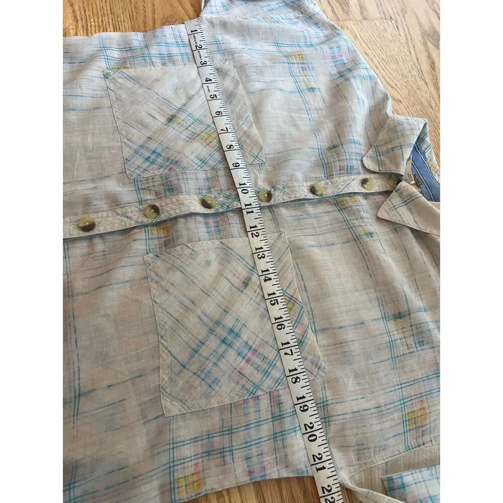 Free People Shore Vibes Plaid Long Sleeve Button Up